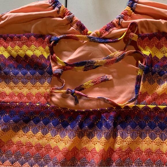 Wild Fable Rainbow Crochet Knit Maxi Halter Dress with Front Slit Size XXL - Picture 7 of 7